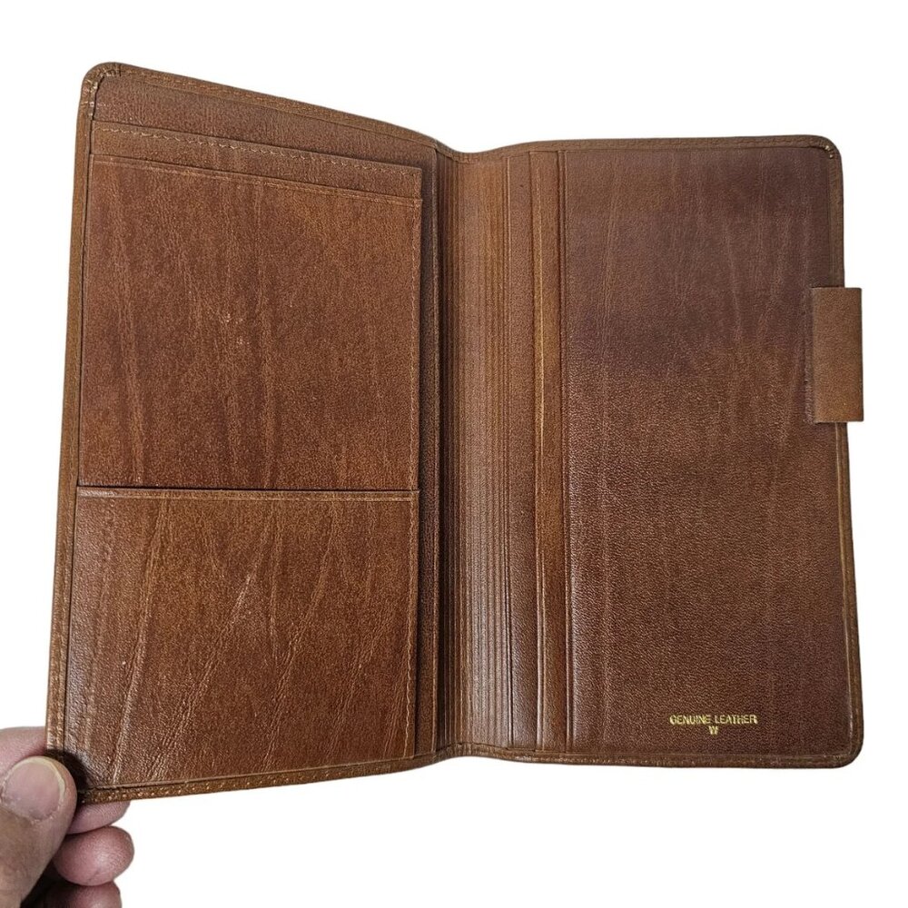 90s - 00s all leather multi-pocket / checkbook wallet